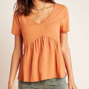 Anthropologie T.La V-neck Peplum Tee T-shirt Cinnamon XS